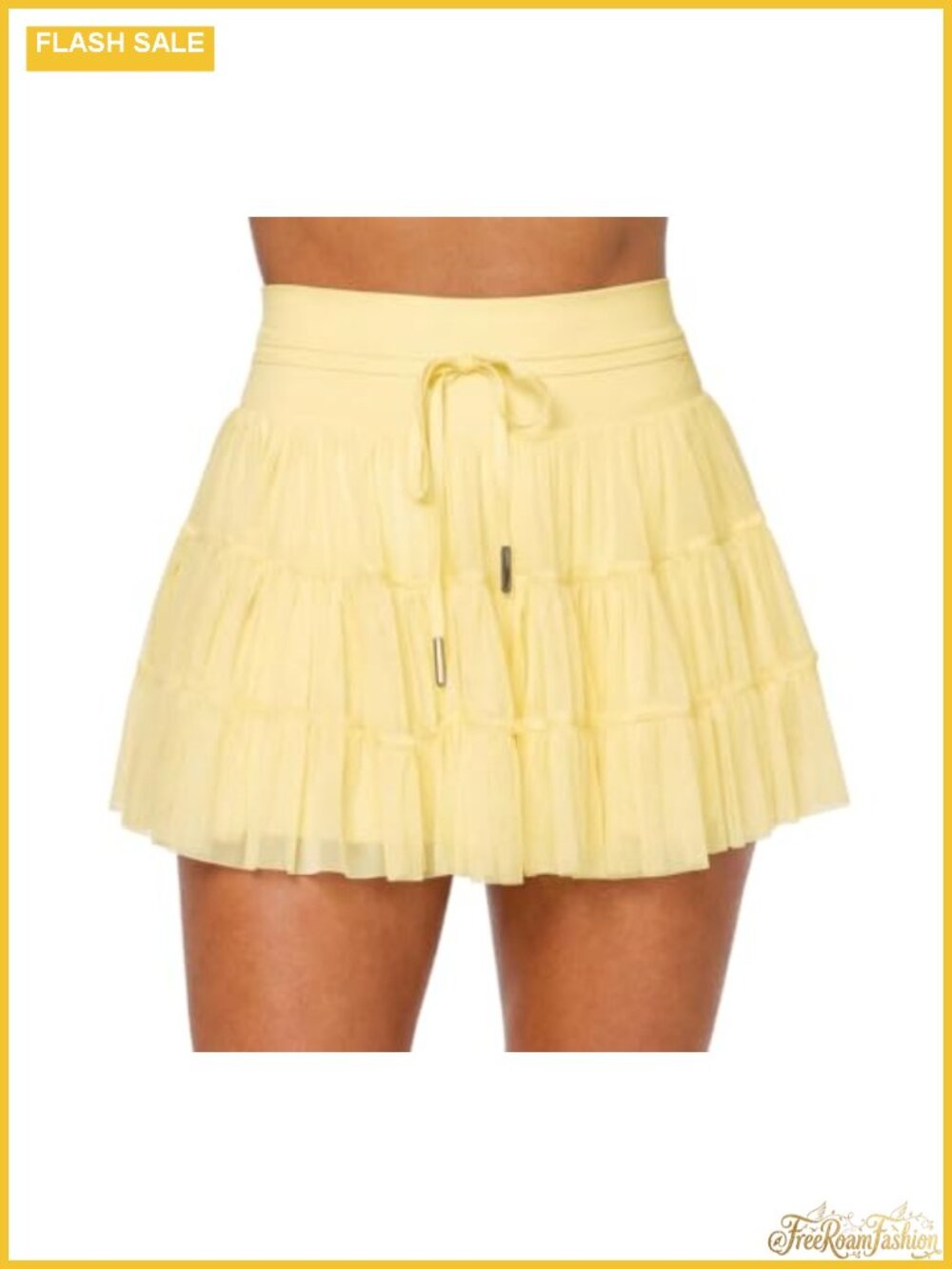 Women High Waist Mini Skort Ruffle Hem Athletic Tennis Skirt